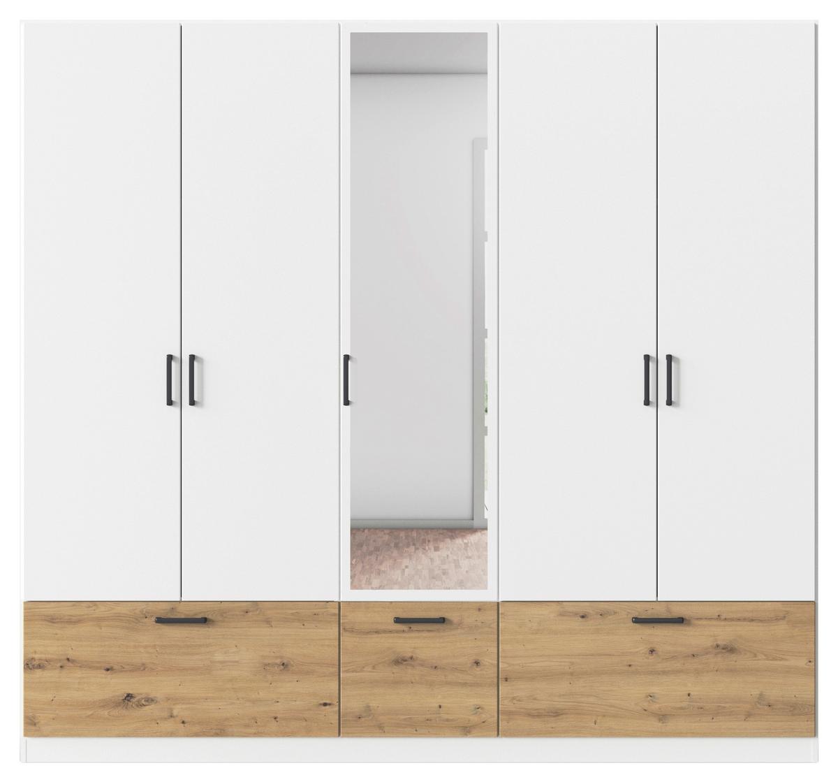 Omara Za Oblačila Bari, Bela, Barva Hrasta - siva/bela, Basics, kovina/leseni material (226/210/54cm) - Boxxx
