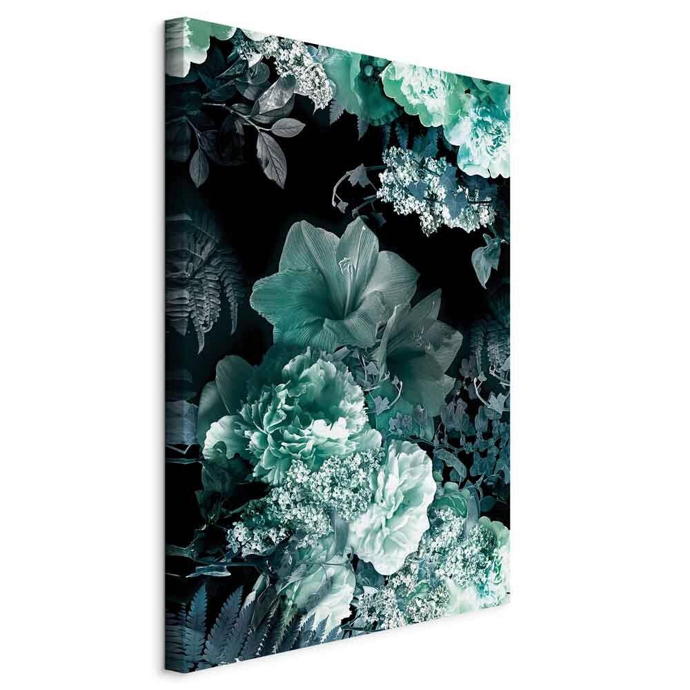 Slika Na Platnu Emerald Garden - barve petroleja/črna, Basics, tekstil/leseni material (40/60/1,2cm) - artgeist