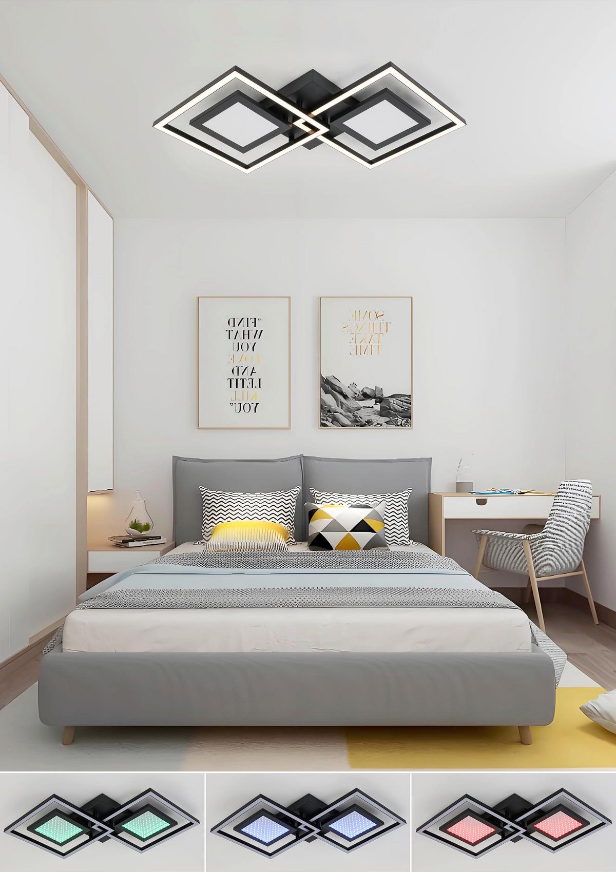 Stropna Led-svetilka Preceval - črna, kovina/umetna masa (41,8/75,3/6,7cm) - Premium Living