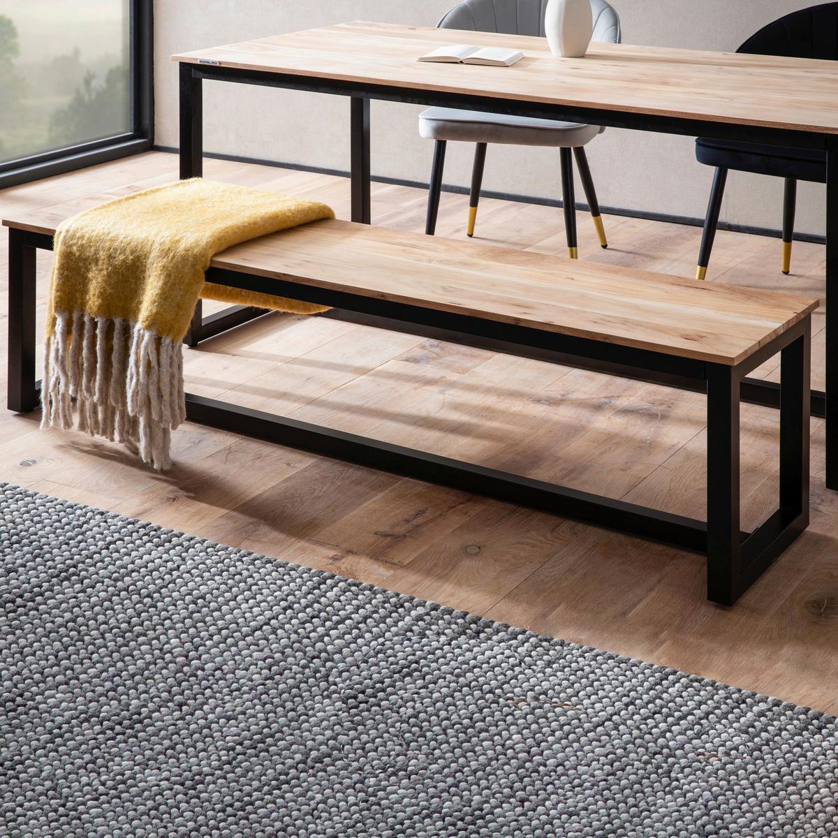 Klop Akazie, Pravi Les - črna/barve akacije, Design, kovina/les (160/45/40cm) - MID.YOU