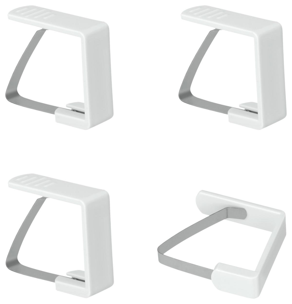 Asztalterítőcsipesz-készlet Table - fehér, műanyag/fém (4/5,5/1cm) - Metaltex