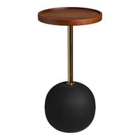 Beistelltisch Sirone Echtholz/Schwarz - Schwarz/Braun, Design, Holz/Metall (30/30/56cm) - MID.YOU