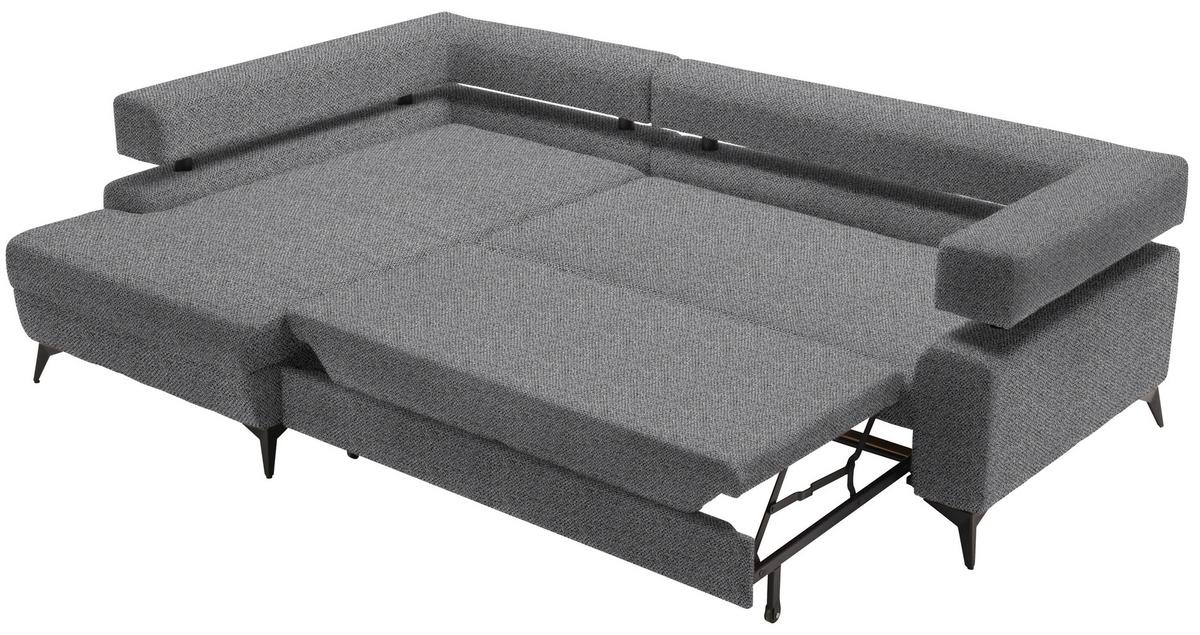 Kutna Garnitura Rosalie - tamno siva/crna, Konvencionalno, tekstil/metal (184/265cm) - Modern Living