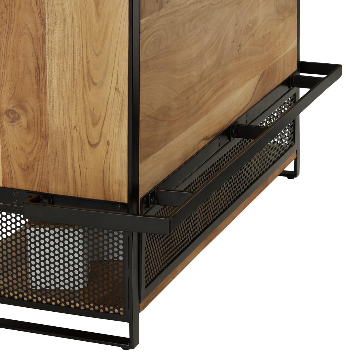 Bar aus Akazie - Schwarz/Naturfarben, Lifestyle, Holz/Metall (140/120/50cm) - Premium Living