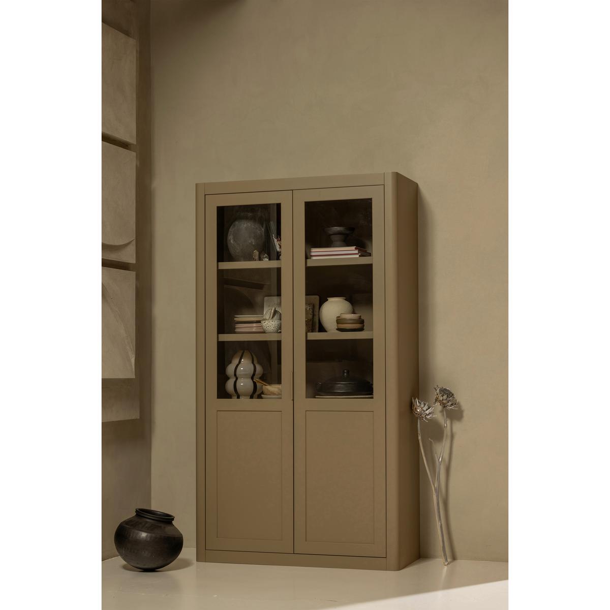 Vitrine Gunnar Schlammfarben B: 120 cm - Schlammfarben/Schwarz, Design, Holz/Metall (120/217/48cm) - Livetastic