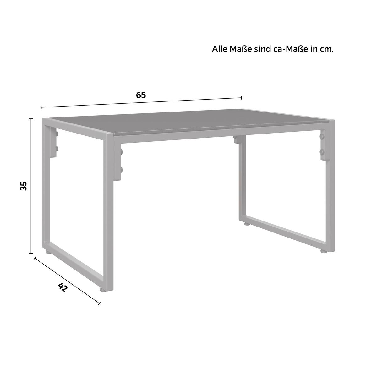 Set grădină Lucia - gri deschis/gri închis, Basics, sticlă/metal (65/42/35cm)