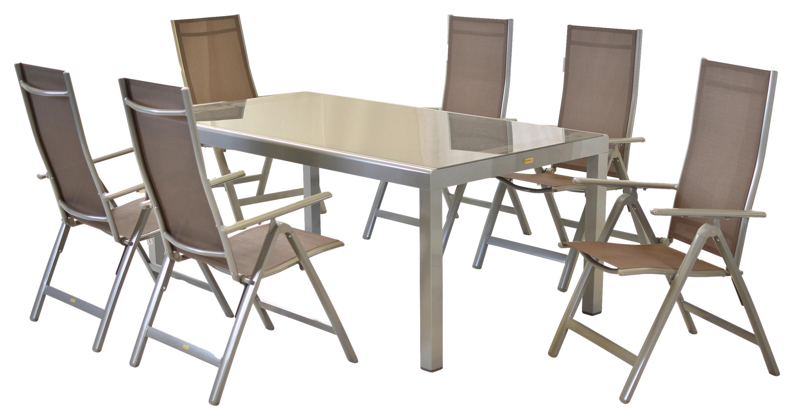 Vrtni Set Carrara, 7-Delni - srebrne barve/rjavosiva, Moderno, kovina/tekstil - Gardenson