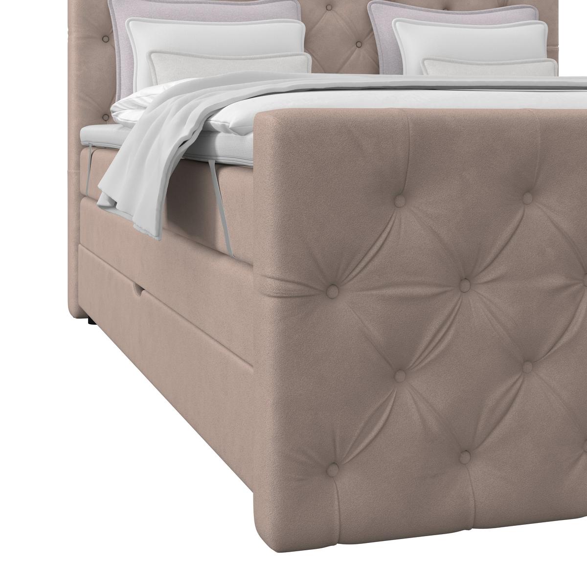 Boxspring Krevet Elio - bež/crna, Romantično / ladanjski, tekstil/plastika (160/200cm) - Modern Living