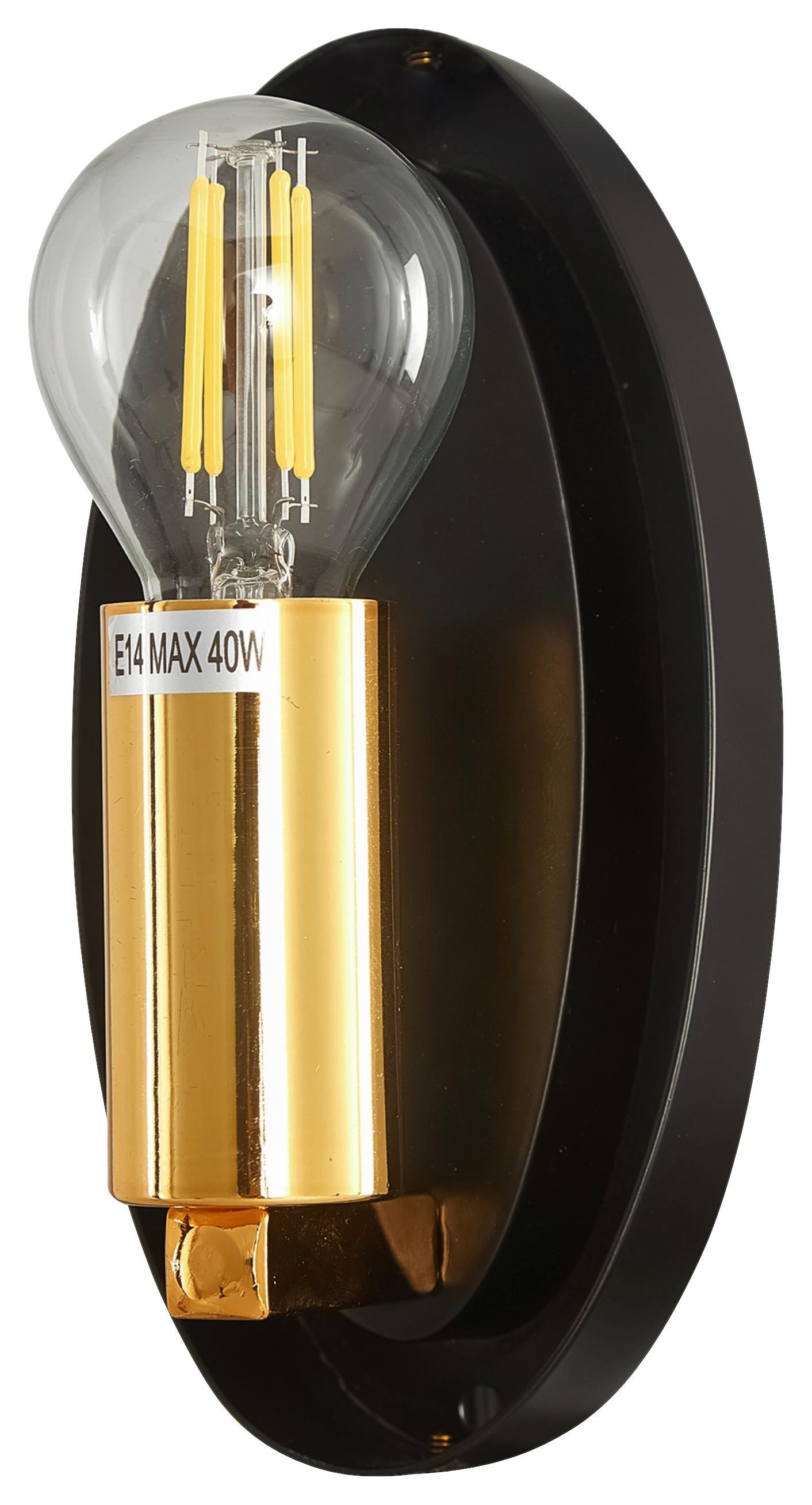 Wandleuchte Mabell Schwarz/Gold max. 40 Watt - Goldfarben/Schwarz, Basics, Glas/Metall (12,8/20,8/27,5cm) - MAYTONI