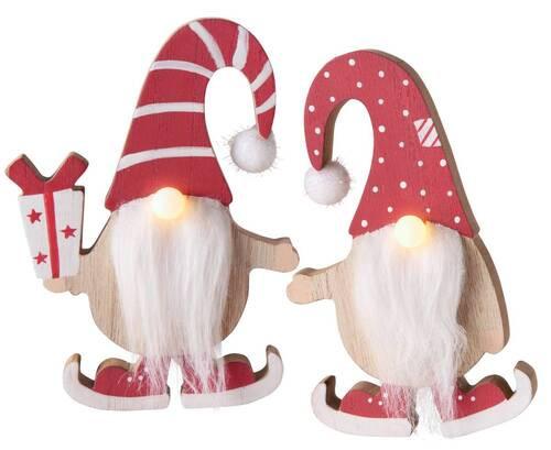 LED-díszlámpa Henrike - piros/fehér, Konventionell, textil/fa (13/17cm) - Premium Living