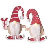 LED-díszlámpa Henrike - piros/fehér, Konventionell, textil/fa (13/17cm) - Premium Living