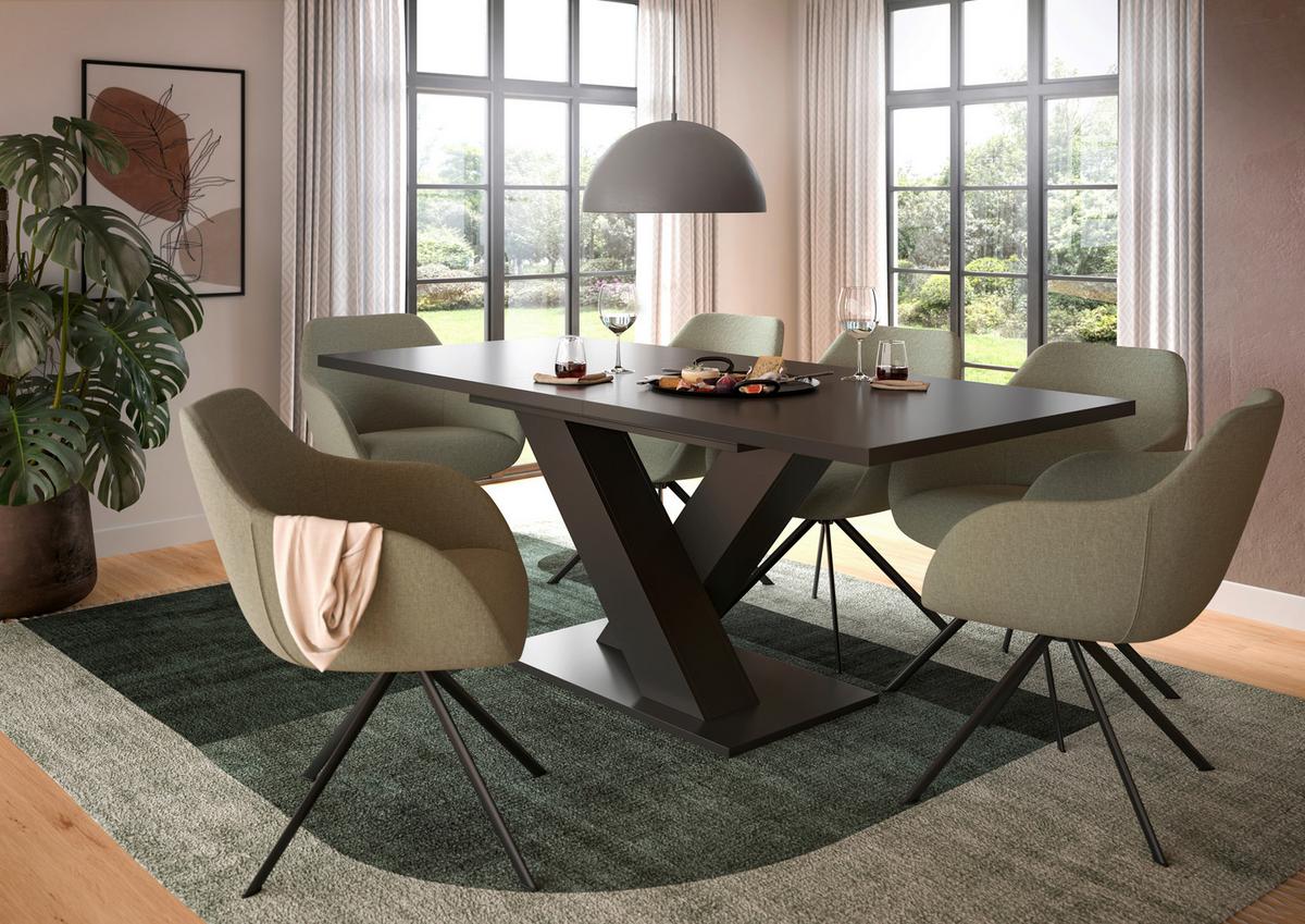 Raztegljiva Miza Marlon 150 Az, Temno Siva - temno siva, Trend, leseni material (150-190/76/90cm)