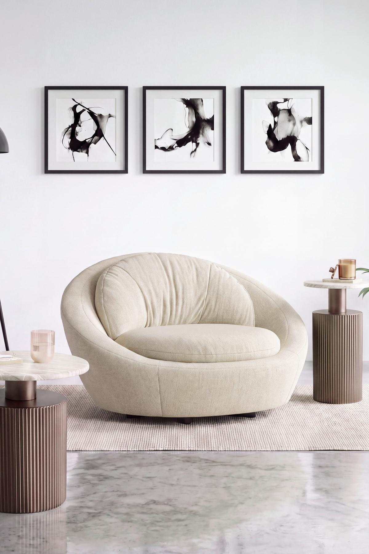 Designsessel Pio Drehbar Beige - Beige/Schwarz, Modern, Textil/Metall (130/80/112cm) - Mömax
