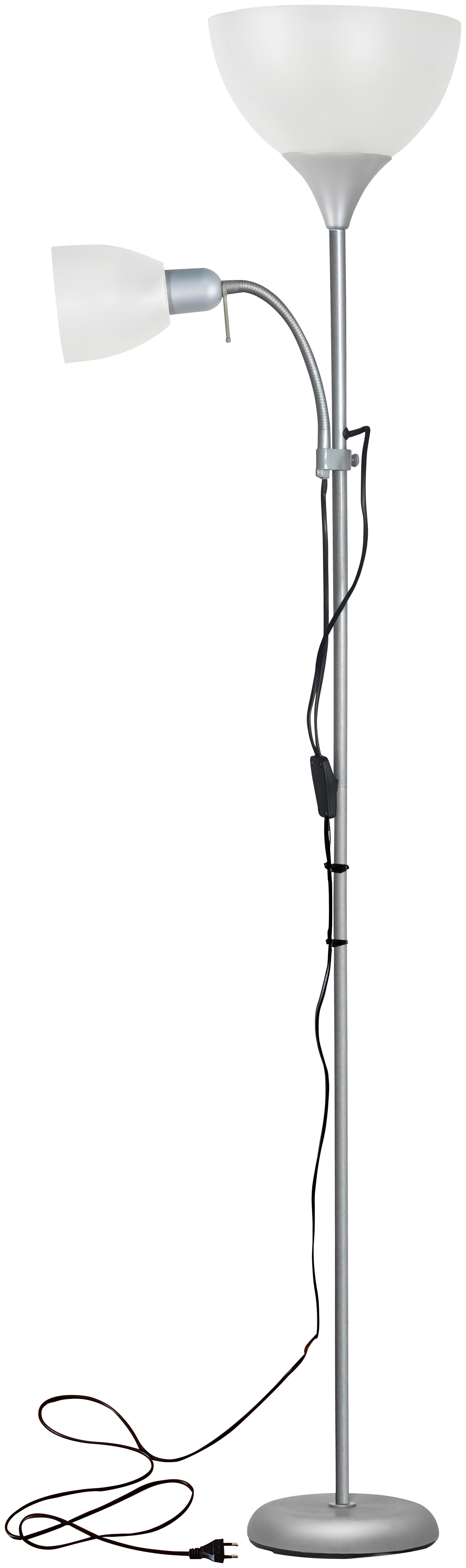 Stoječa Svetilka Vanessa 2 - srebrne barve/bela, Basics, kovina/umetna masa (42/180/21cm) - Mömax