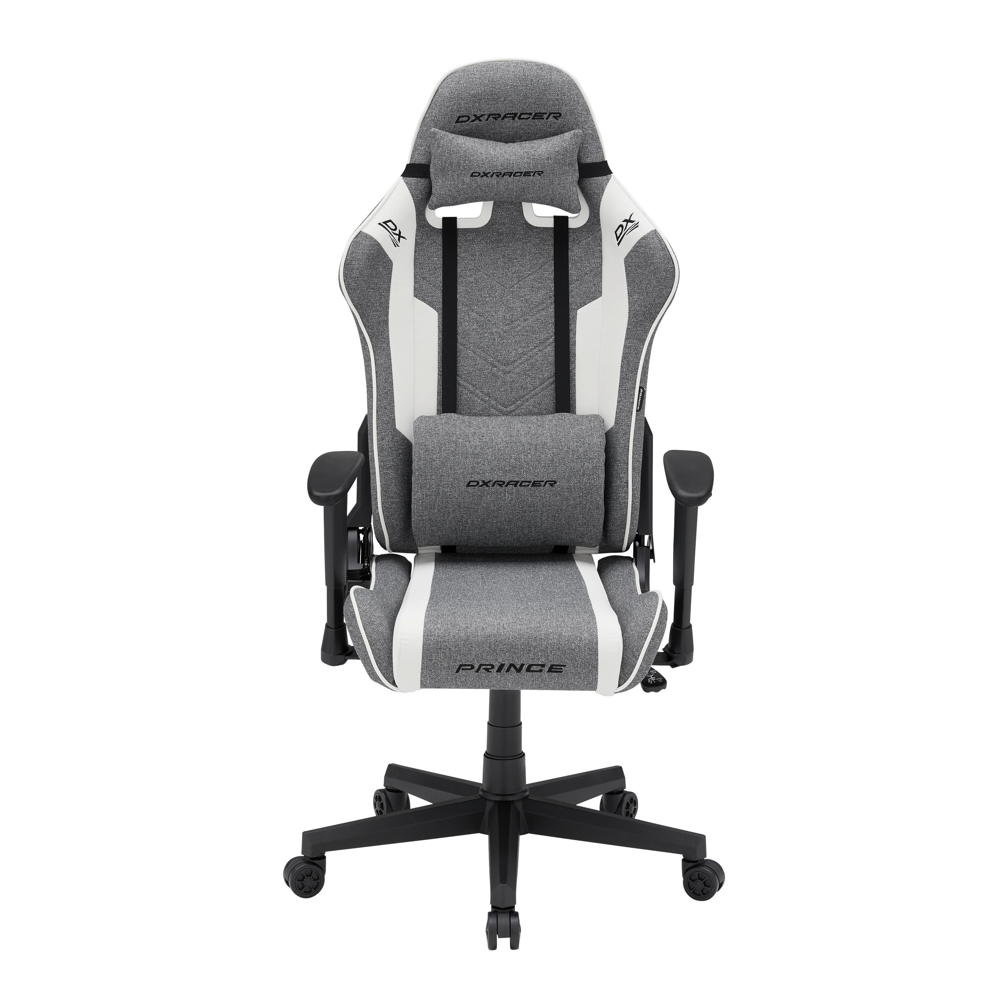 GAMINGSTOL PRINCE -EXKLUSIV- - vit/grå, Modern, textil/plast (70/126/70cm) - Dxracer