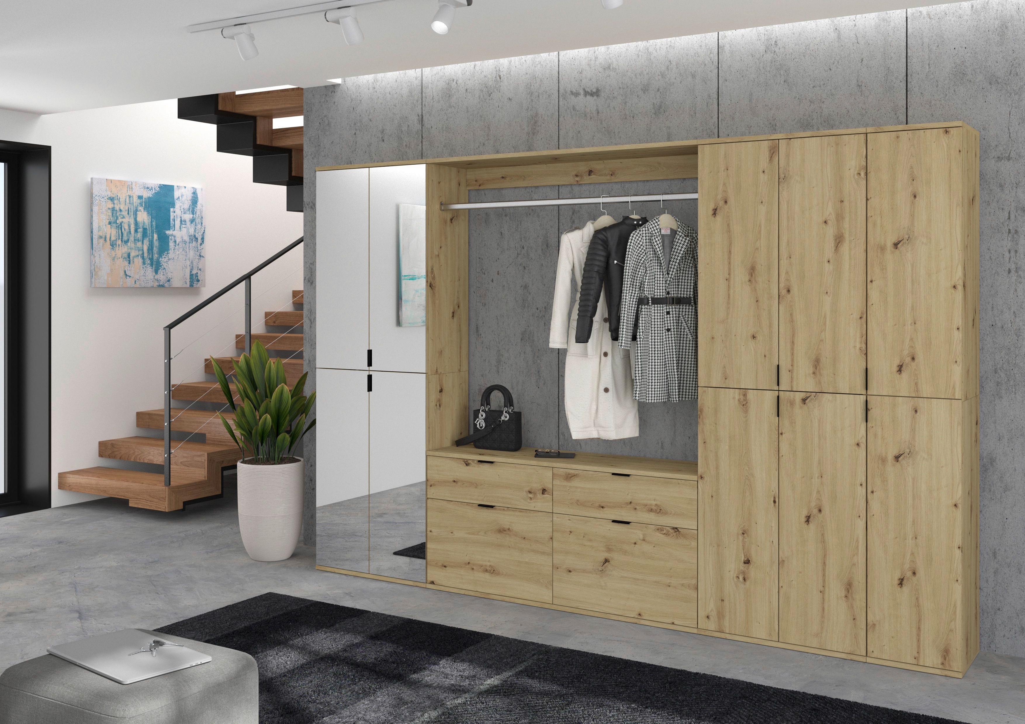 Garderobe Projekt X ca. 273x193 cm Artisan Eiche - KONVENTIONELL, Glas/Holzwerkstoff (273/193/34cm) - MID.YOU