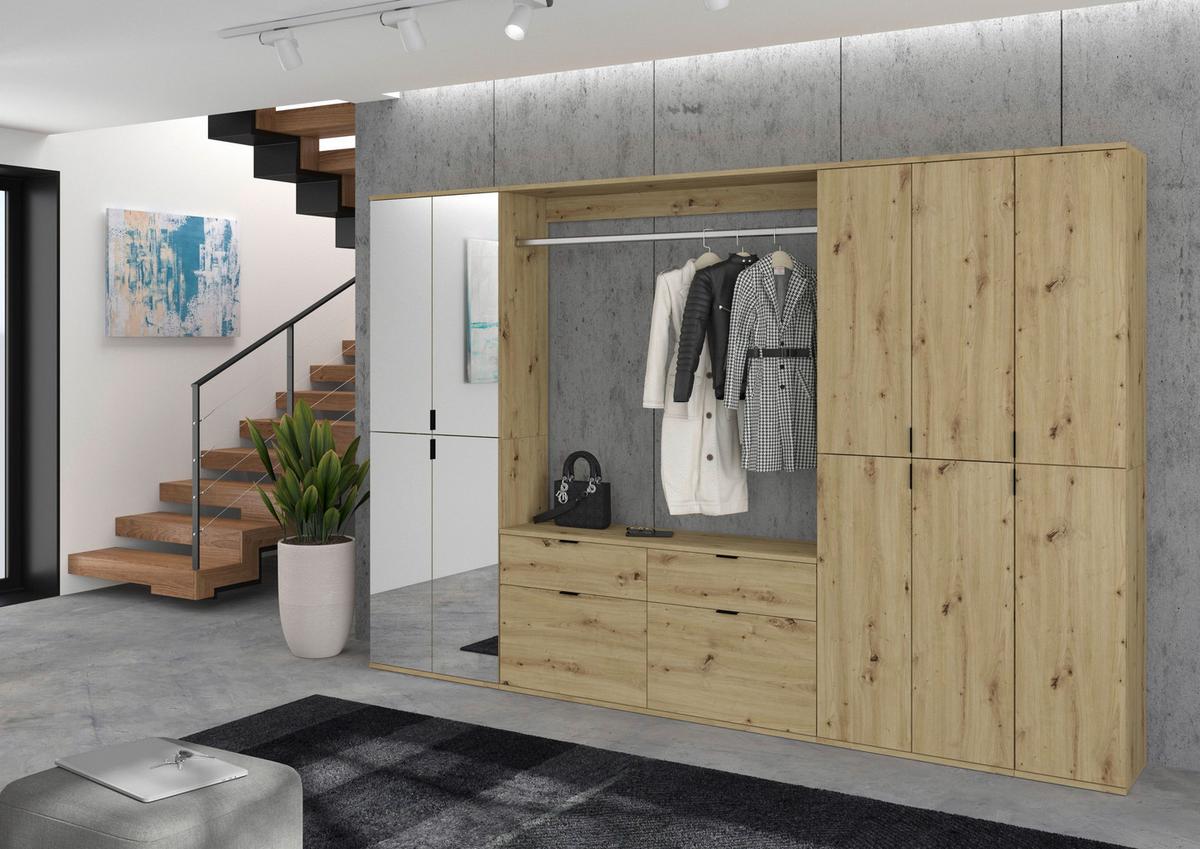Garderobe Projekt X ca. 273x193 cm Artisan Eiche - KONVENTIONELL, Glas/Holzwerkstoff (273/193/34cm) - MID.YOU