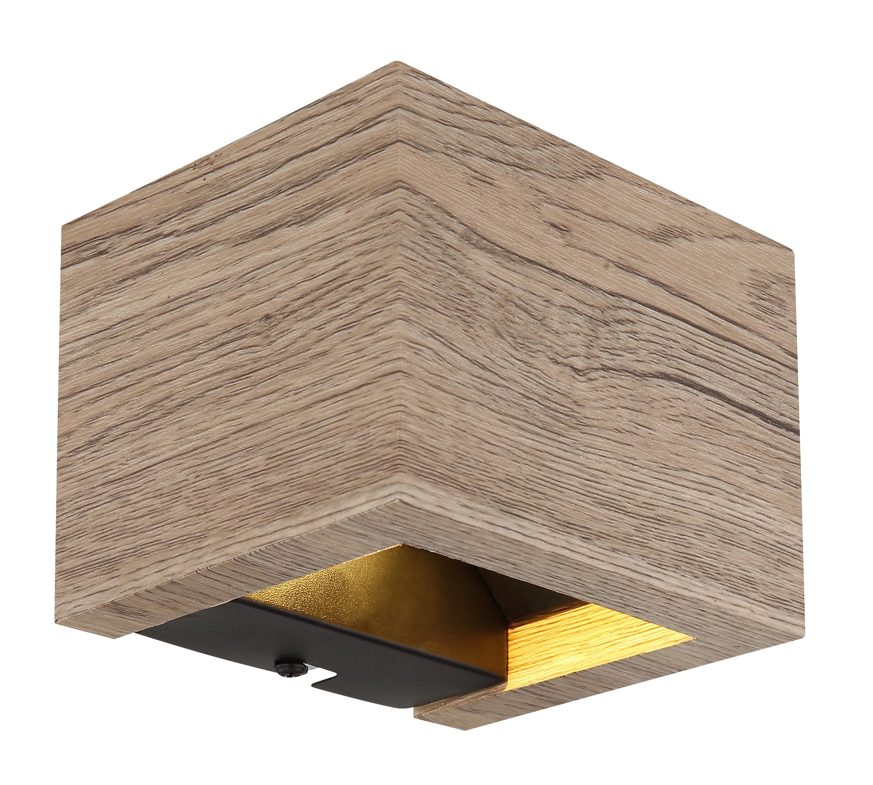 LED-Wandleuchte Vannie I Schwarz/Dunkelbraun max. 8 W - Dunkelbraun/Schwarz, Design, Holzwerkstoff/Metall (13,2/11,3/9,8cm) - Globo