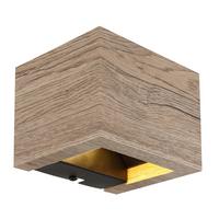 LED-WANDLEUCHTE 15553W1W - Dunkelbraun/Schwarz, Design, Holzwerkstoff/Metall (13,2/11,3/9,8cm) - Globo