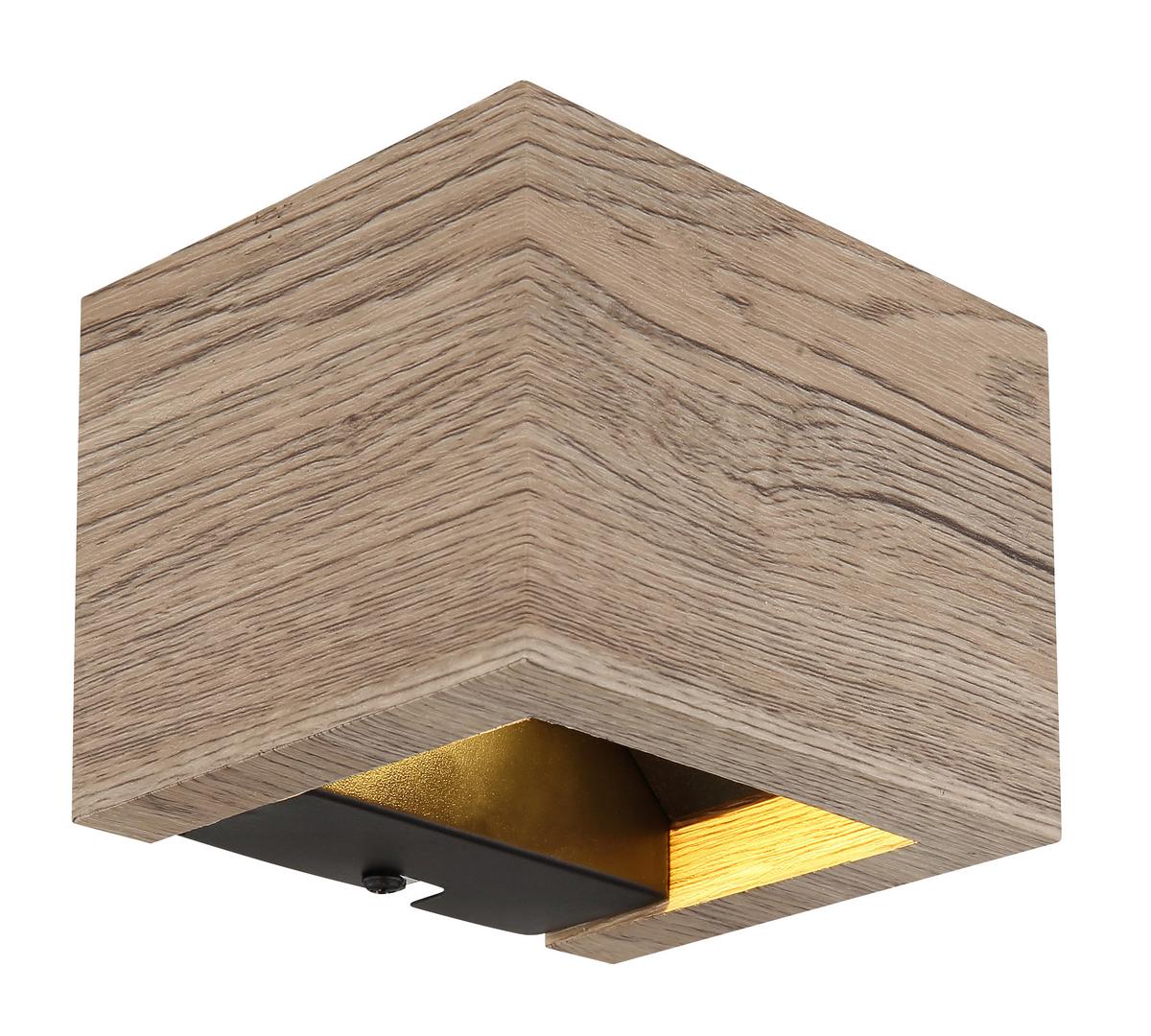 LED-WANDLEUCHTE 15553W1W - Dunkelbraun/Schwarz, Design, Holzwerkstoff/Metall (13,2/11,3/9,8cm) - Globo
