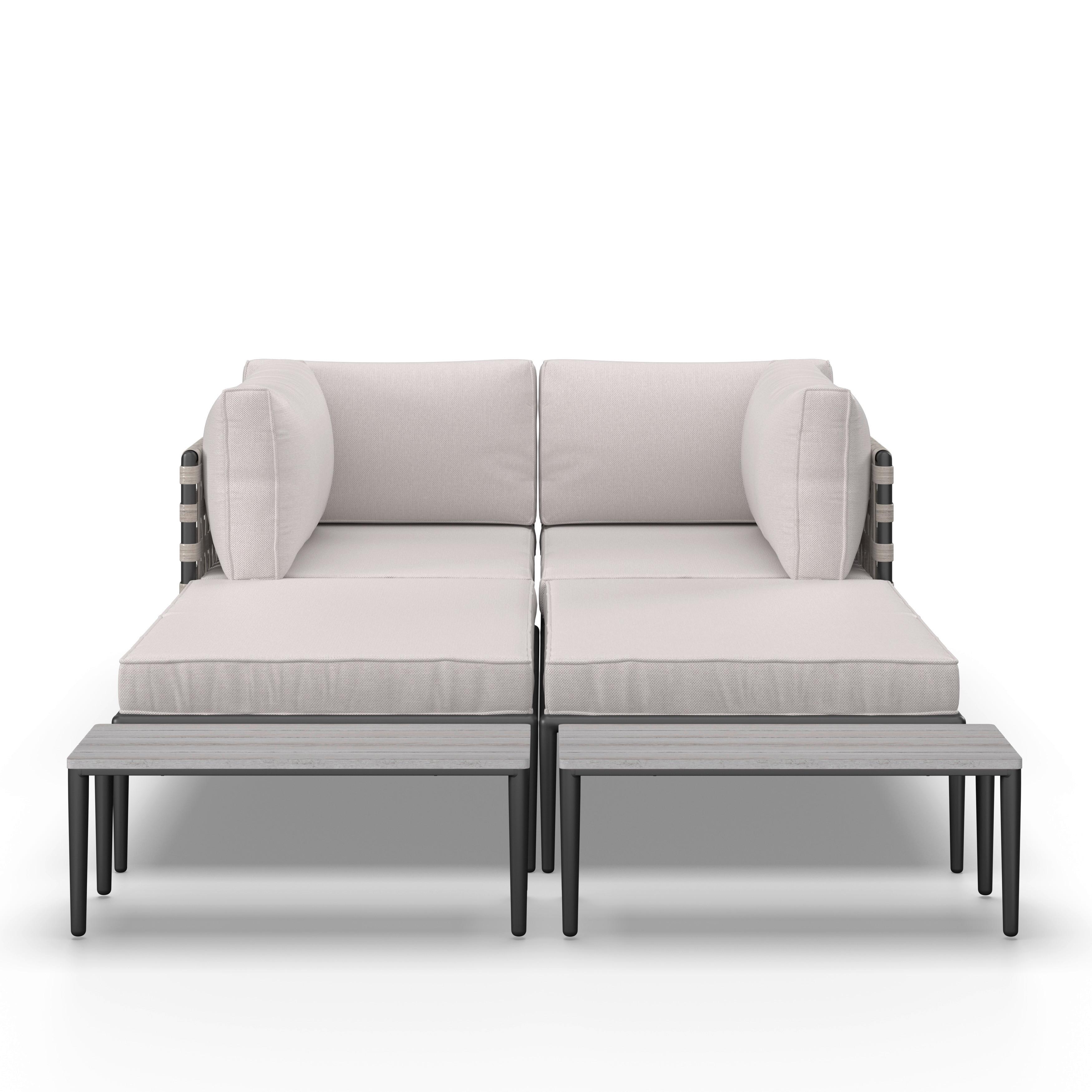 LOUNGEGRUPP ENJA - ljusgrå/grå, Modern, metall/textil (104/60/70cm) - Bessagi Garden