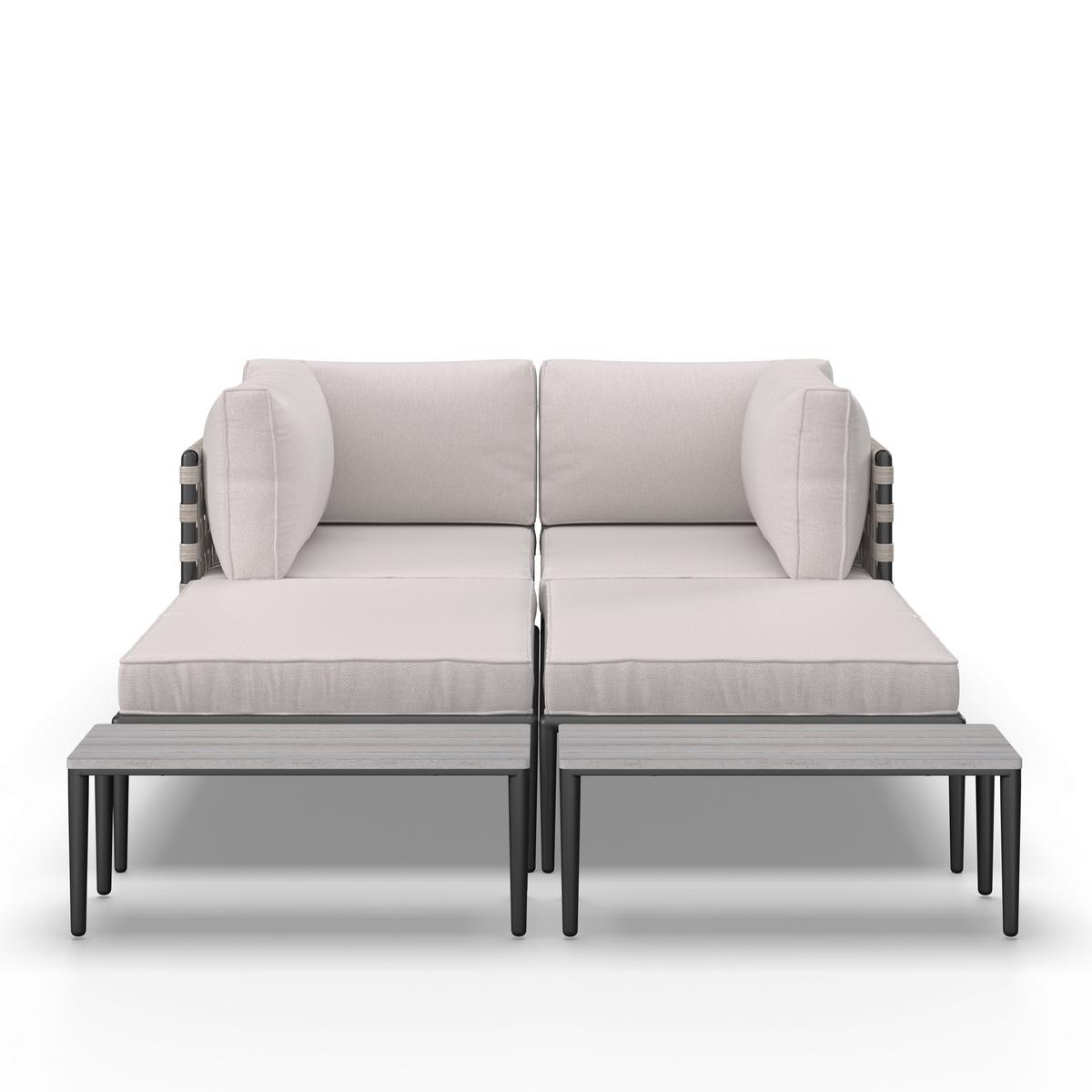 KOMPLET MEBLI TARASOWYCH ENJA - jasnoszary/czarny, Modern, tworzywo sztuczne/metal (104/60/70cm) - Bessagi Garden