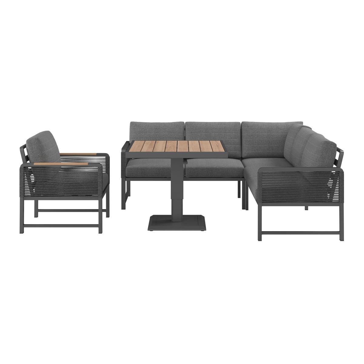 Loungegarnitur Washington Grau/Naturfarben, 4-teilig - Anthrazit/Naturfarben, Modern, Kunststoff/Textil (192/73/70cm) - Mömax
