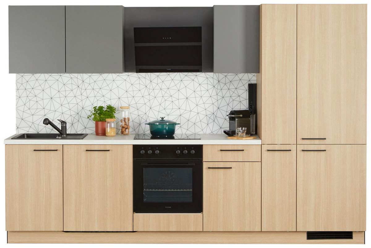 Kuhinjski Blok Plan/win - črna/barve hrasta, Moderno, leseni material (310cm) - Express-Kuechen