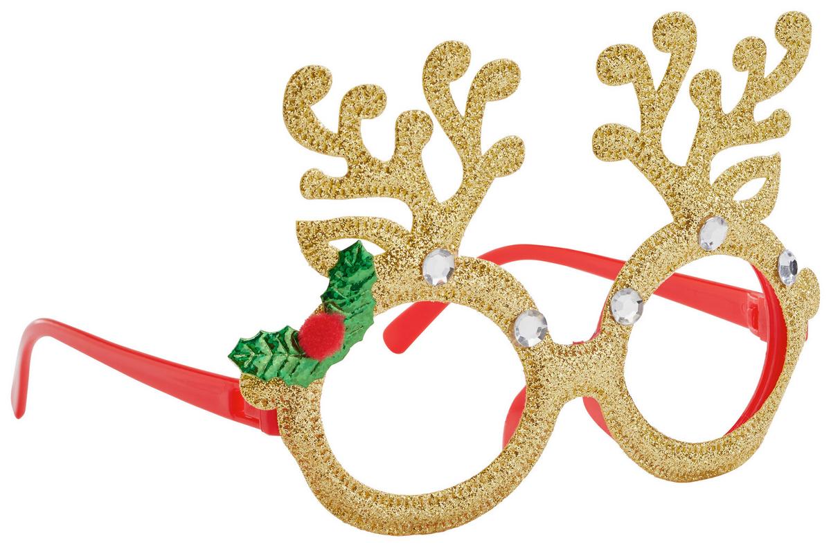 Weihnachtsbrille Fun diverse Designs - Rot/Goldfarben, KONVENTIONELL, Kunststoff (15/12/3cm) - Modern Living