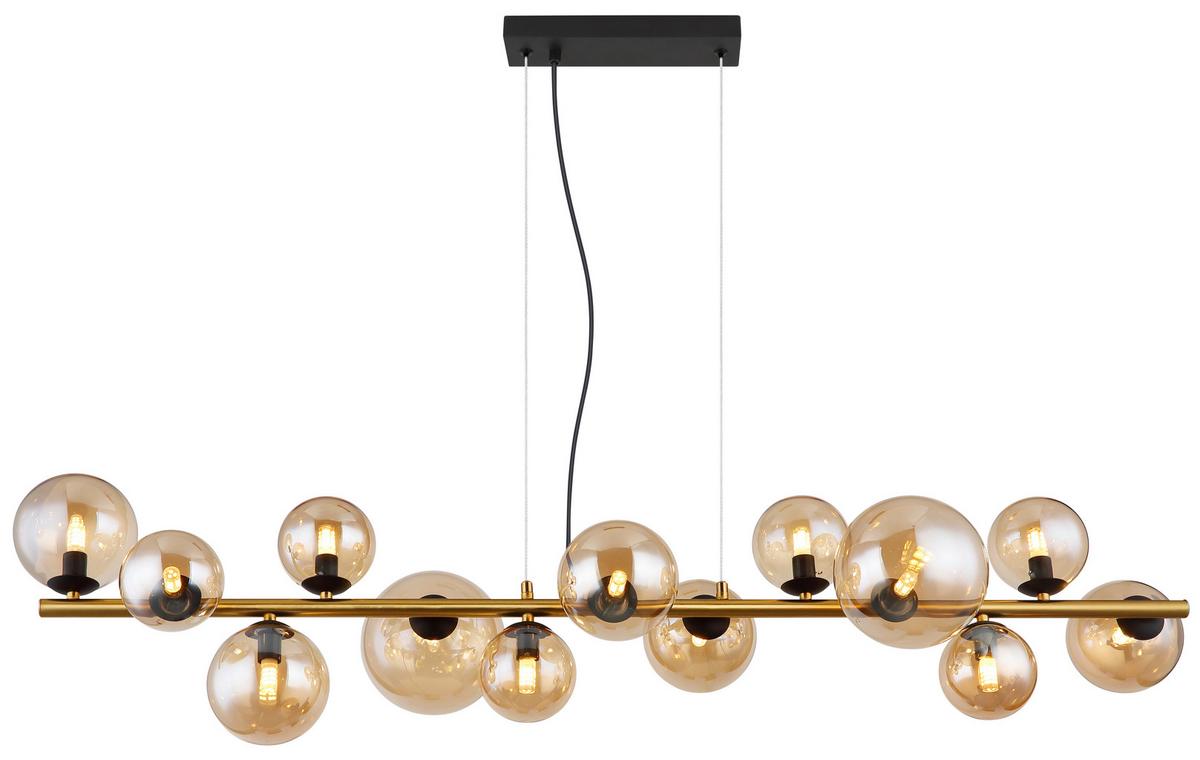 Viseča Led-svetilka Riha, S Sijalko - črna/prosojno, Design, kovina/umetna masa (120/34,5/120cm) - Globo