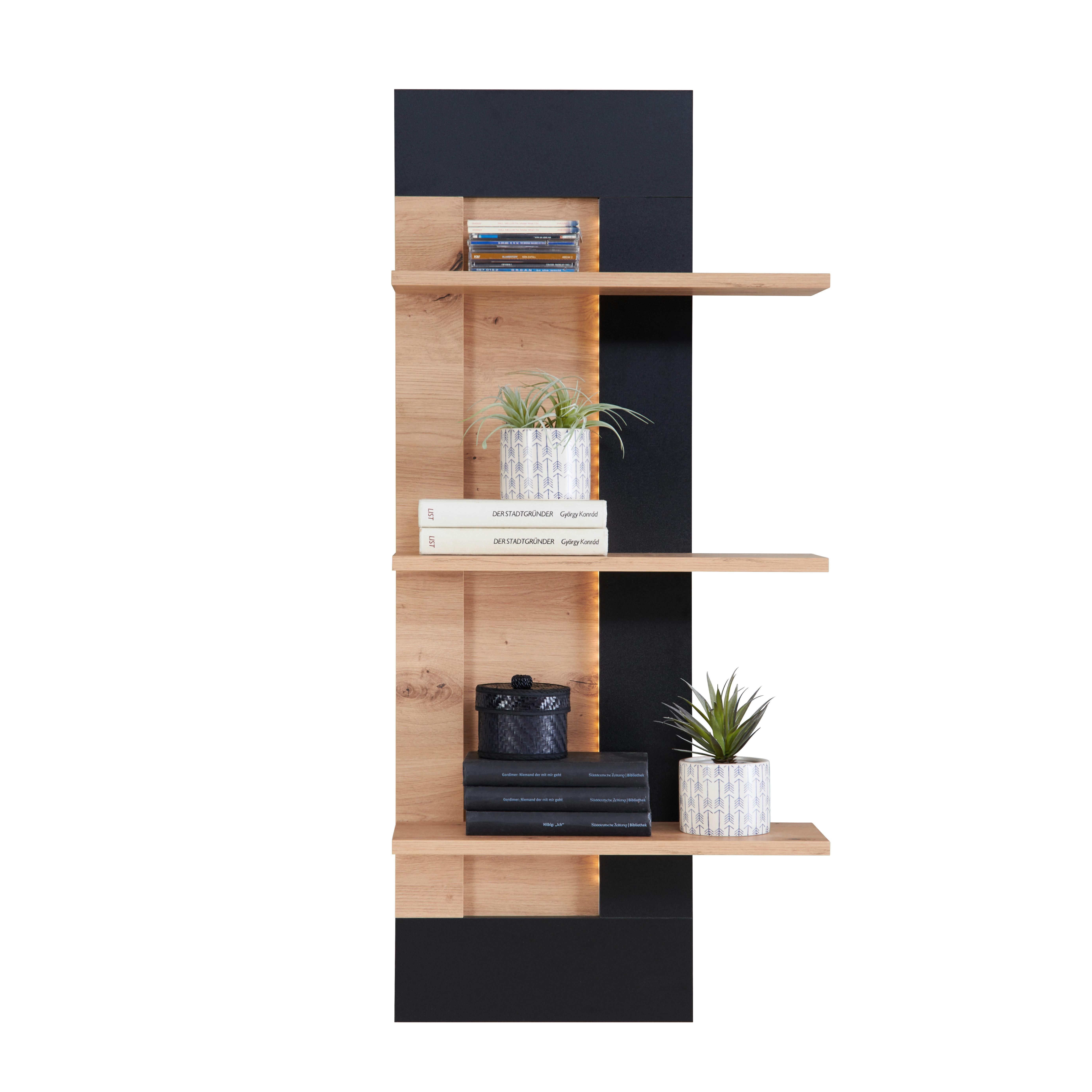 Zidna Polica Nyon - boje smreke/crna, Moderno, drvni materijal (49,1/110/21cm) - Modern Living