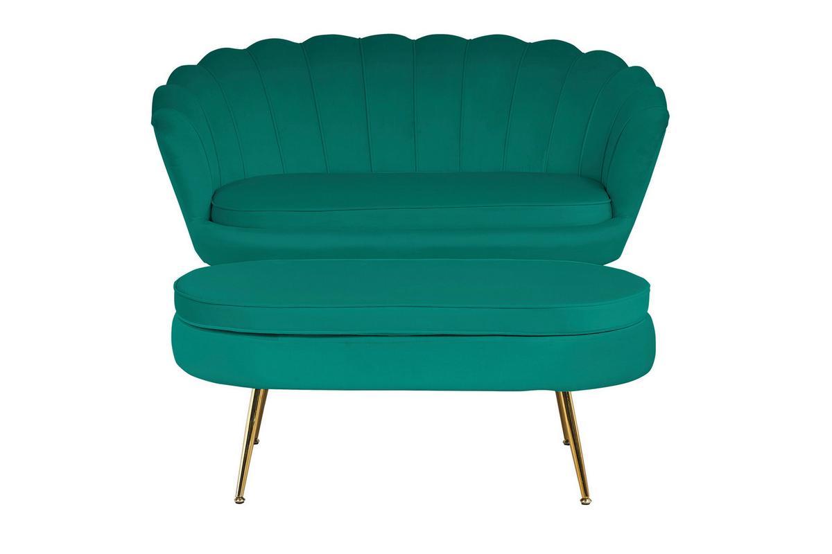 Tabure Samt, Zelena - zlate barve/zelena, Moderno, kovina/tekstil (99/40/44cm) - Livetastic