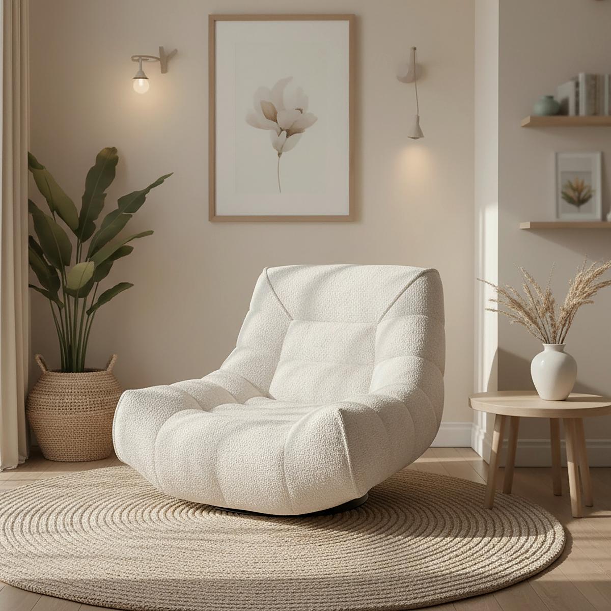 Sessel Lorena Bouclé Hellgrau - Hellgrau/Schwarz, MODERN, Textil/Metall (101/83/95cm) - Bessagi Home