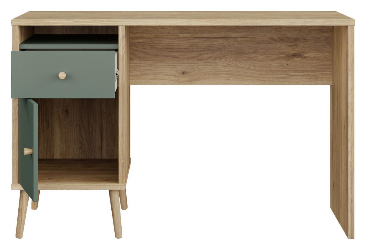 Schreibtisch Whenua Eichefarben/Salbeigrün - Salbeigrün/Eichefarben, KONVENTIONELL, Holz/Holzwerkstoff (120/77/53cm) - Mömax