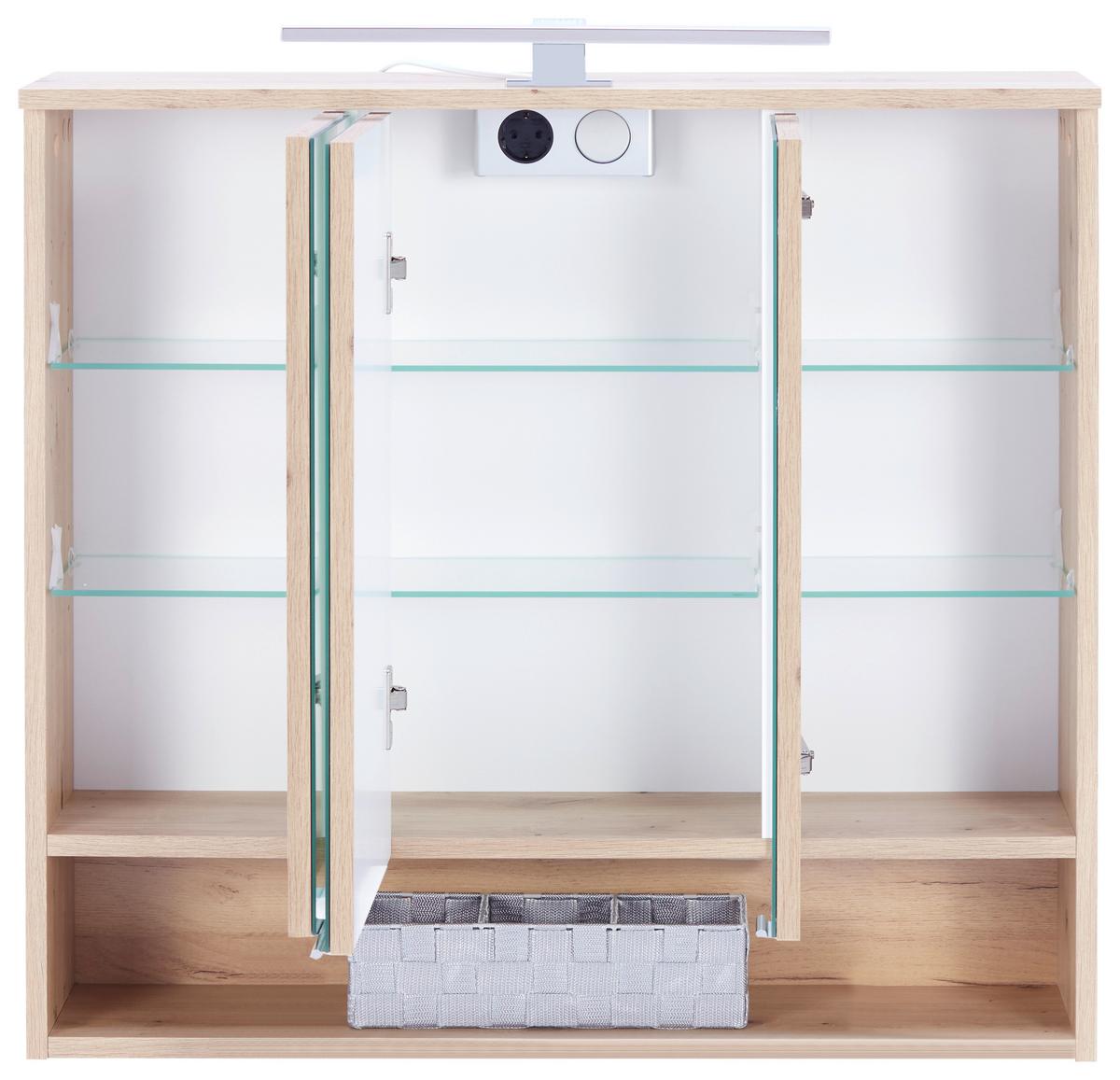 Element S Ogledalom Fresh - hrast Artisan/boje kroma, Konvencionalno, staklo/drvni materijal (80/75/20cm) - Modern Living