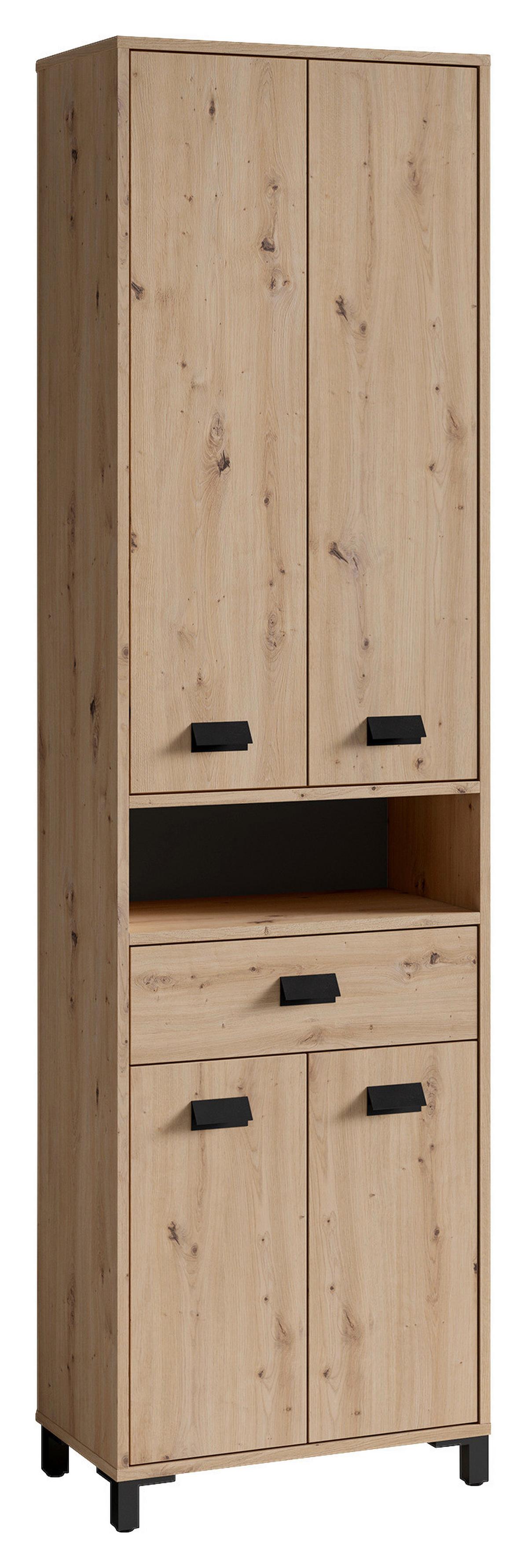 Hochschrank Wellness B: 54 cm Artisan Eiche Dekor - Anthrazit/Schwarz, MODERN, Holzwerkstoff/Kunststoff (54/193/31cm) - MID.YOU