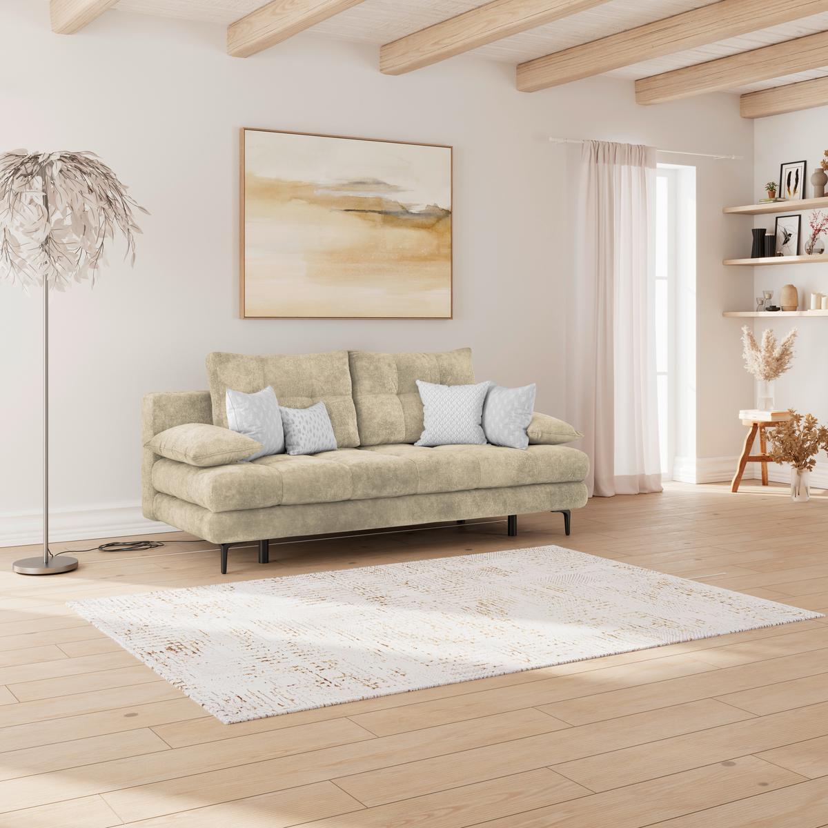 Trosjed Perla - bež/crna, Konvencionalno, tekstil/metal (203/94/96cm)