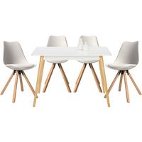 Tischgruppe Lienz 5-teilig Weiß/Holzfarben - Weiß, MODERN, Holz/Holzwerkstoff - Mömax