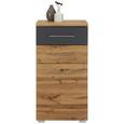 Kommode Eichefarben/dunkelgrau - Chromfarben/Eichefarben, MODERN, Holzwerkstoff/Metall (47/95/40cm) - Mömax modern living