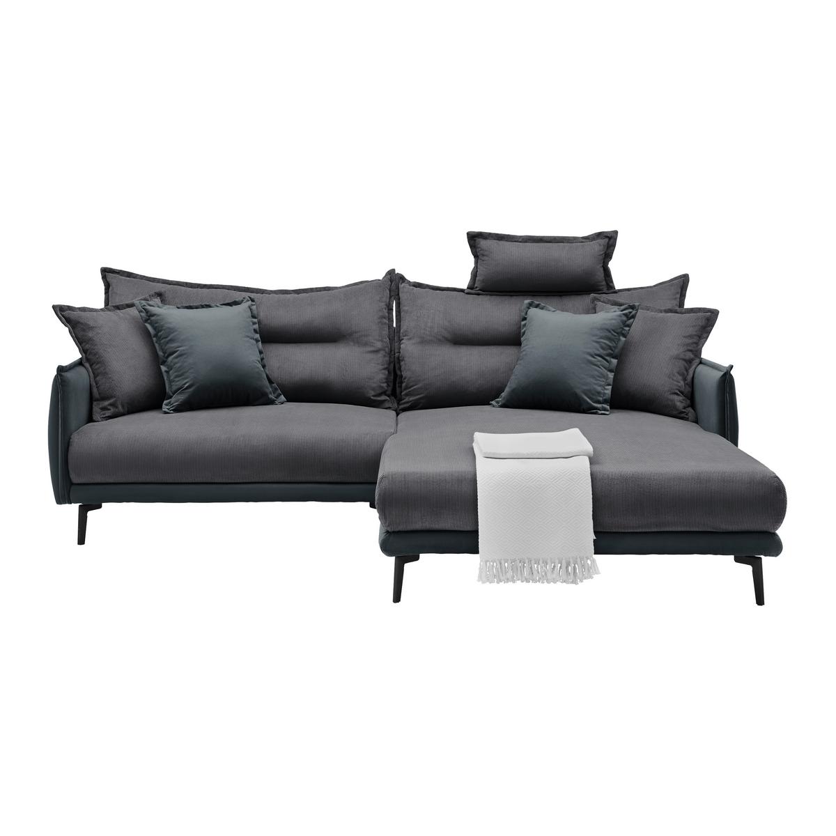 Ecksofa Nuovo Dunkelgrau - Dunkelgrau/Schwarz, MODERN, Textil/Metall (245/72-113/190cm) - Mömax