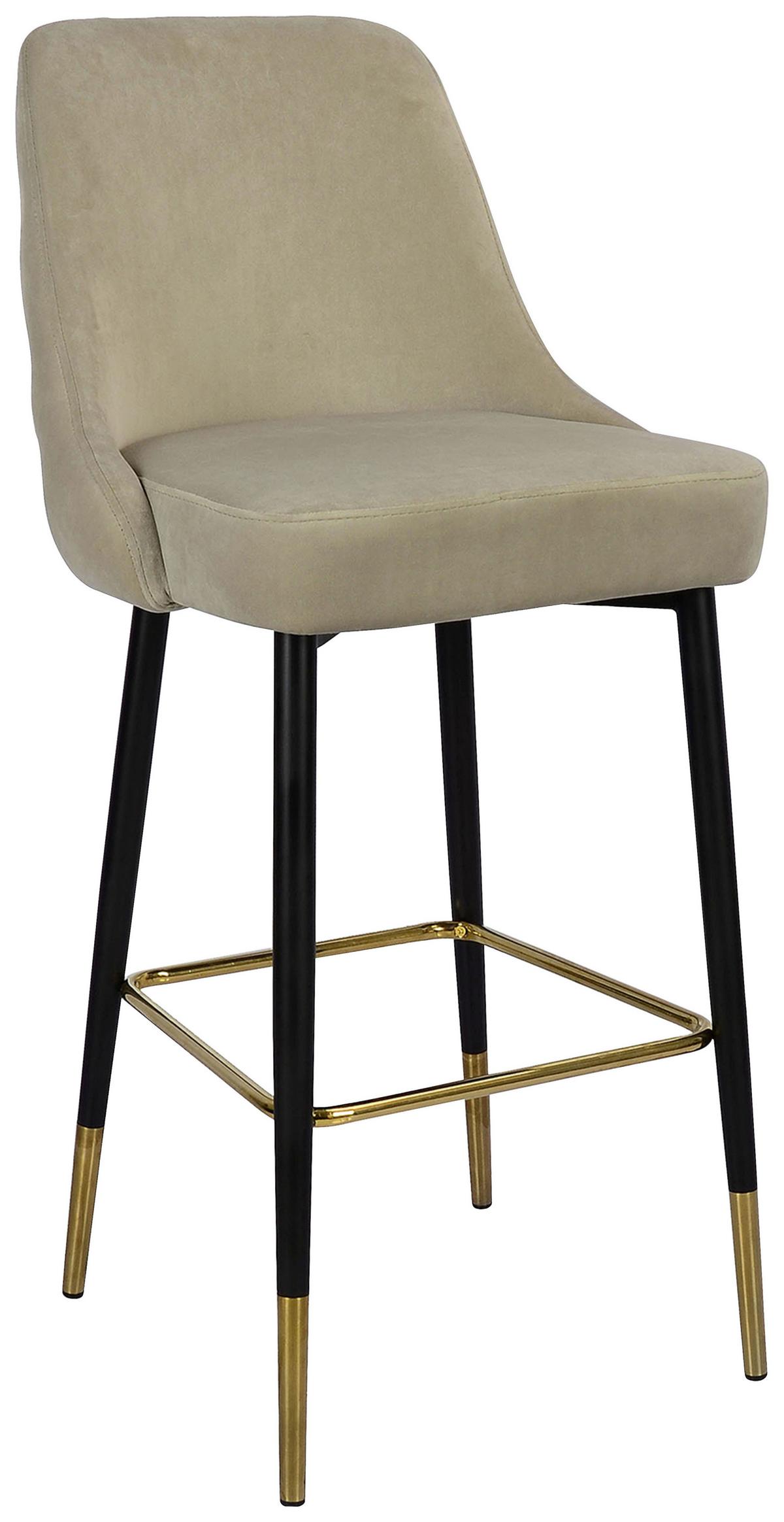 BARHOCKER MOJO 100 - Taupe/Goldfarben, Modern, Textil/Metall (53/110/57cm) - Kayoom