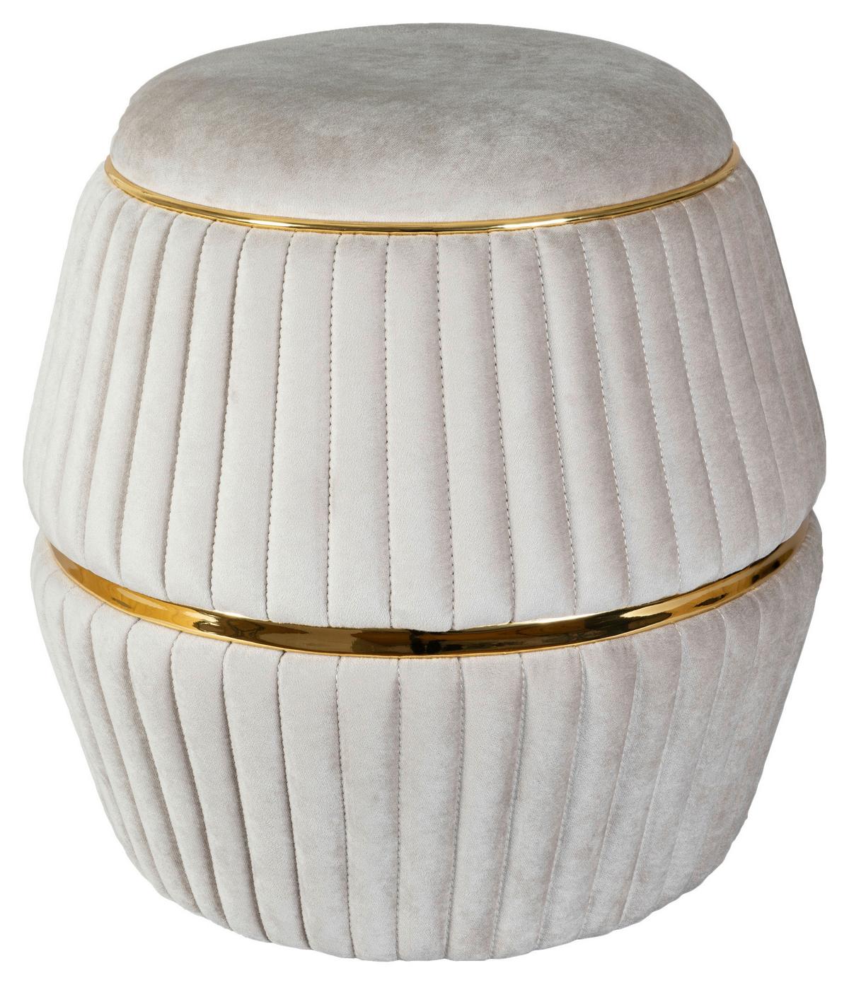 HOCKER DORIC 225 - Taupe/Goldfarben, Design, Textil (51,5/53cm) - Kayoom