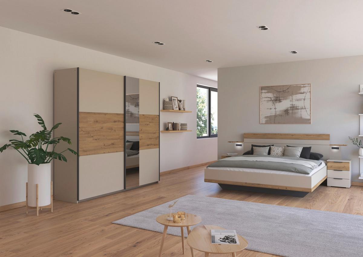 Schwebetürenschrank Ellmau Champagner/Eiche Artisan - Champagner/Eiche Artisan, KONVENTIONELL, Holzwerkstoff/Metall (261/210/59cm) - Premium Living