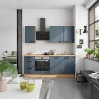 Küchenblock Easytouch High m. Geräten Dunkelblau - Eichefarben/Schwarz, MODERN, Holzwerkstoff/Metall (210cm) - Nobilia