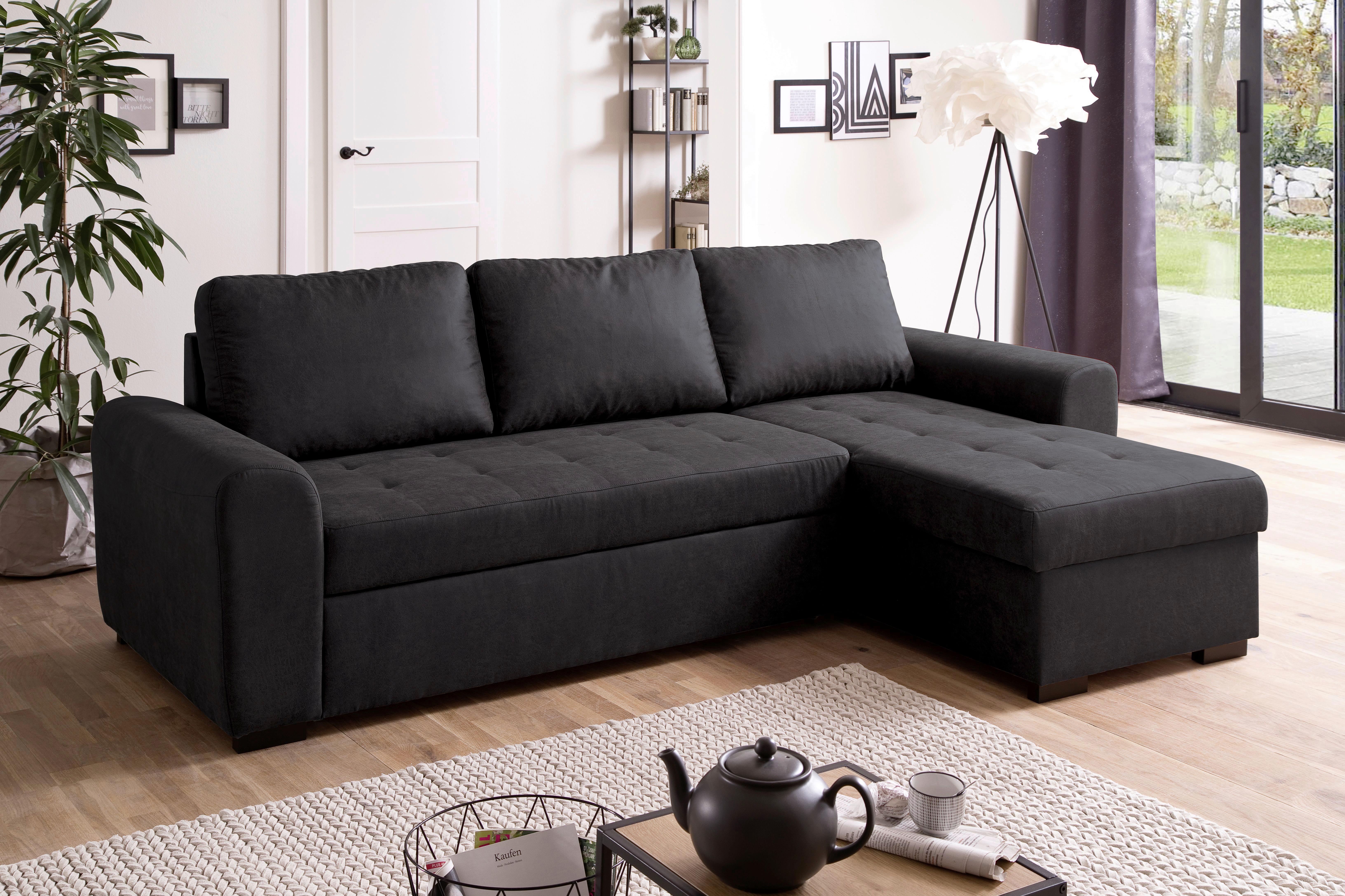 Ecksofa Poll Anthrazit - Anthrazit, MODERN, Textil (243/85/155cm) - Mömax