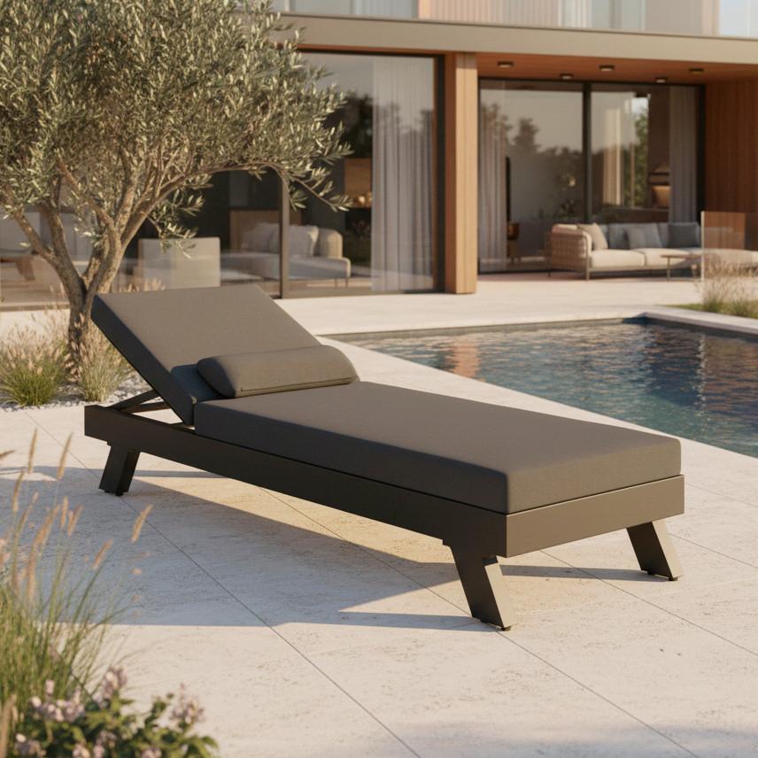 Gartenliege Susa Dunkelgrau aus Metall/Textil - Dunkelgrau, Modern, Textil/Metall (200/64/40cm) - Bessagi Garden