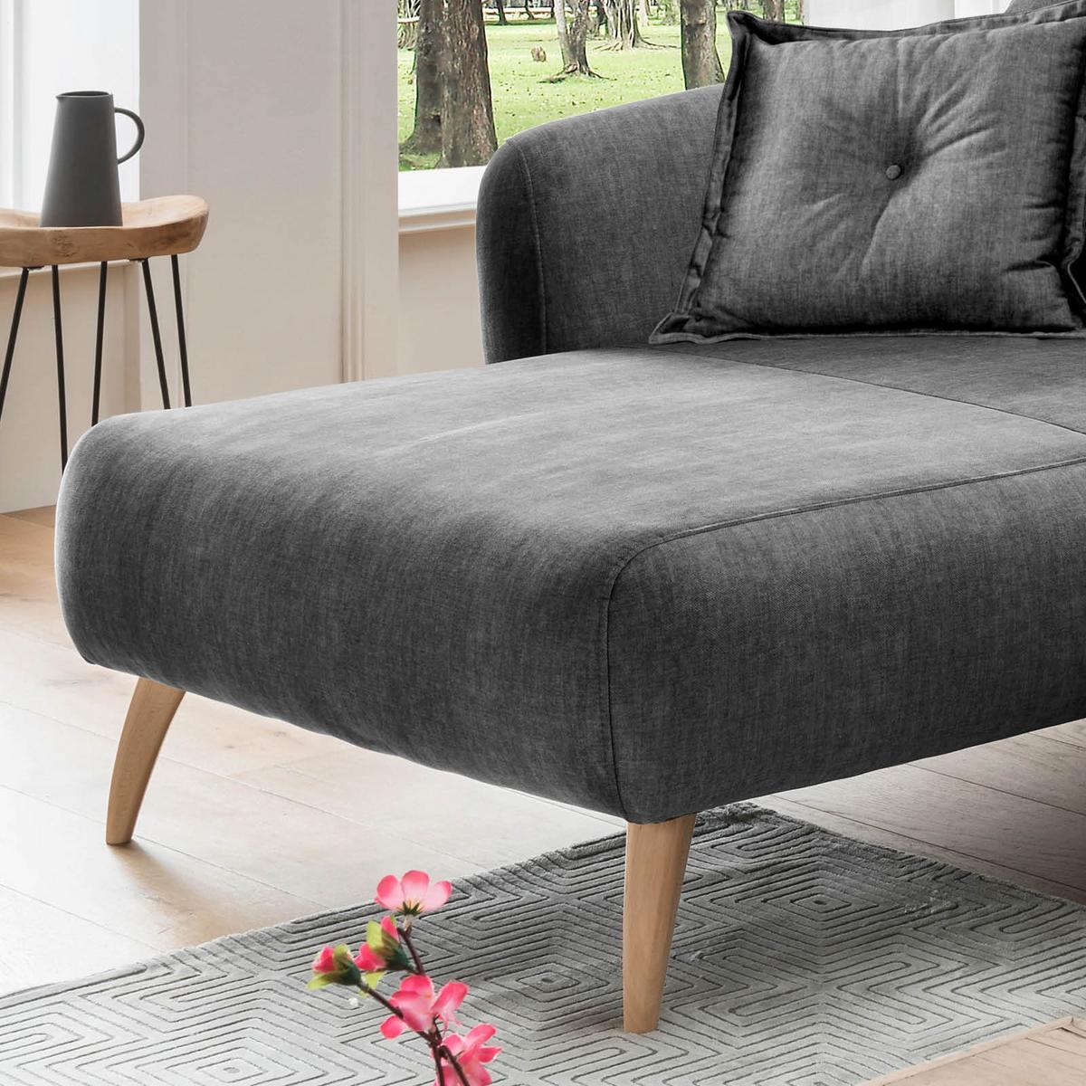 Wohnlandschaft Baggio Grau Velours - Buchefarben/Grau, MODERN, Holz/Textil (162/277cm) - Livetastic