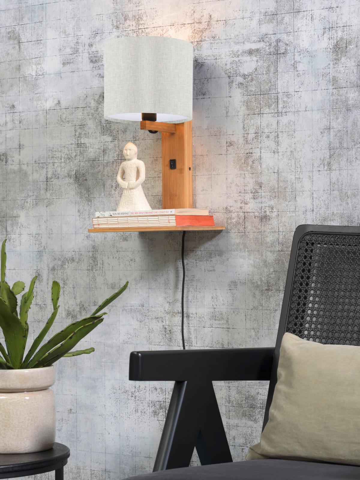 Stenska Svetilka Andes, Naravna Barva, Bambus - naravne barve, Trend, tekstil/les (19/24/36cm) - Good & Mojo