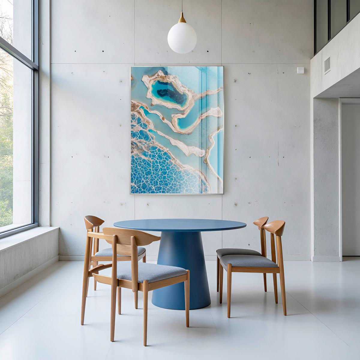 Glasbild Blau/Beige ca. 80x120cm - Blau/Beige, Basics, Glas/Holz (80/120cm)