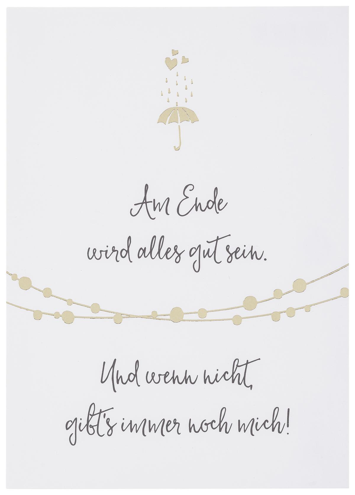 Postkarte Am Ende wird alles gut sein - Goldfarben/Schwarz, MODERN, Papier (10,5/14,8cm)